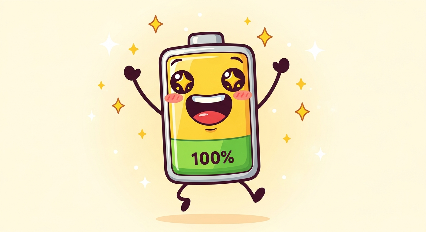 דמות סוללה מלאת אנרגיה